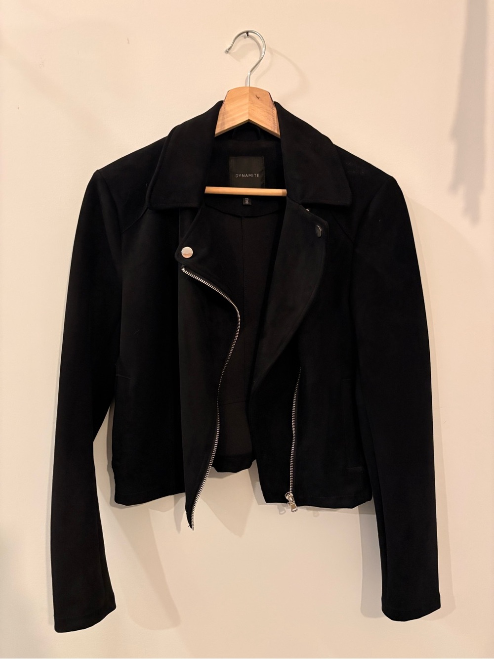 Dynamite Black Suede Asymmetrical Moto Jacket